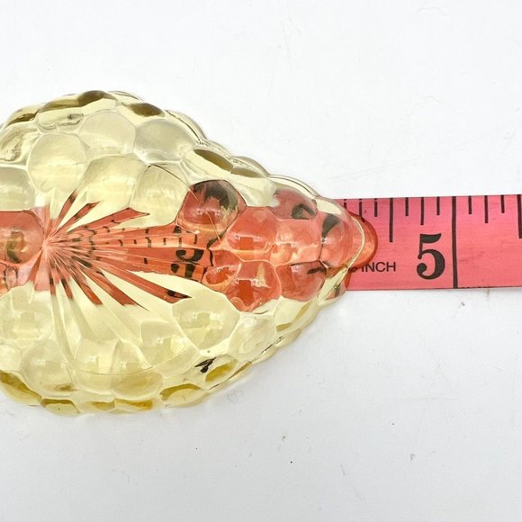 Vintage Amber Grape Trinket Dish 4.5 x 3 Glass Leaf Shape - Picture 4 of 5